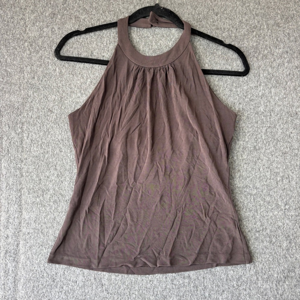 Y2K Ann Taylor‎ Petites Brown Halter Neck Rayon Blouse Top Medium Petite